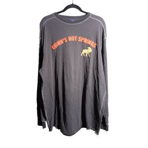 VTG OPI Quinns Hot Springs Charcoal Gray Long Sleeve T Shirt Mens 2XL Cotton Y2K